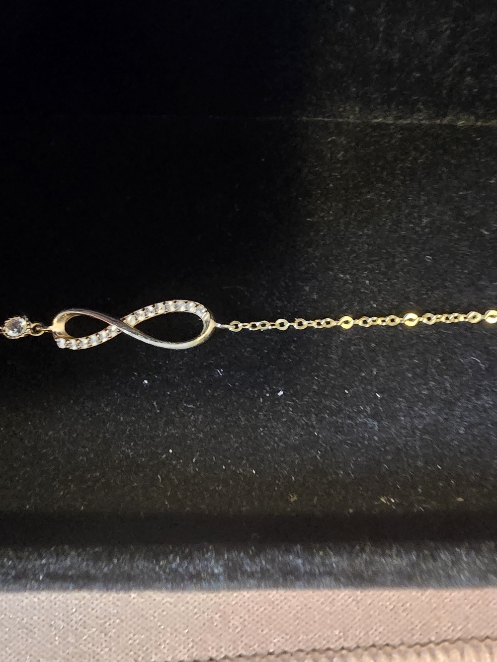 Infinity Pendant 10k Gold Bracelet with Cubic Zirconia - Women Jewelry